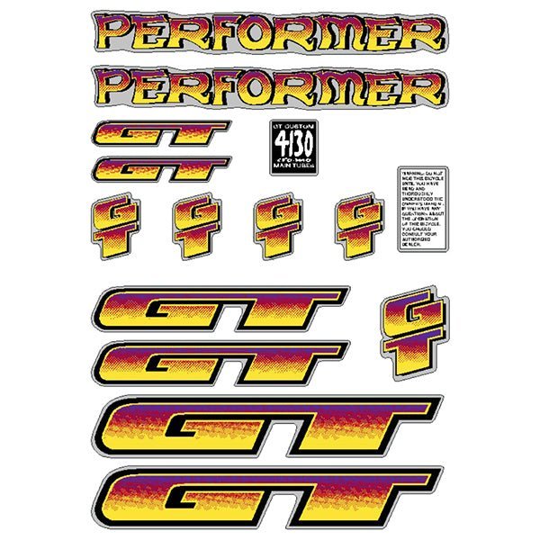 GT - 1996 Performer - for chrome frame decal set - Old school bmx - Bmx Products AU