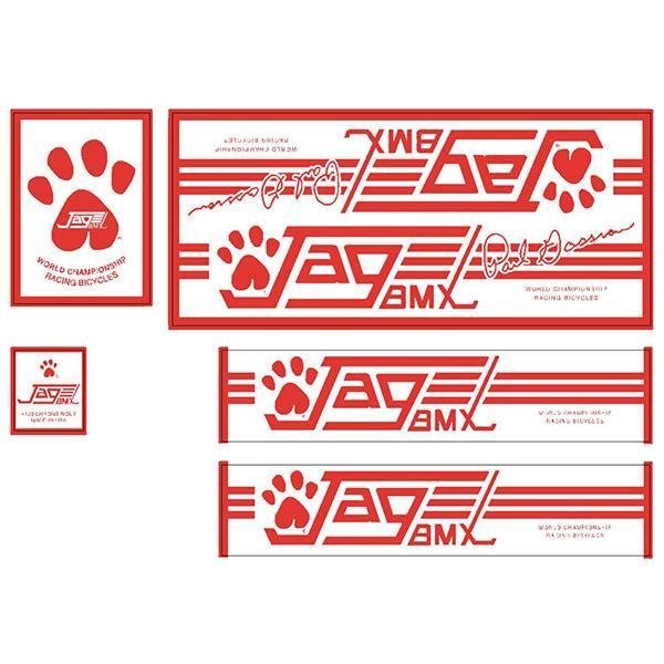 Jag (post mongoose) "Paul Gossrau" Red White Decal set - Old school bmx - Bmx Products AU
