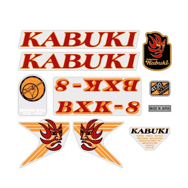 Kabuki - BXK - 8 Bridgestone RED decal set - old school bmx - Bmx Products AU