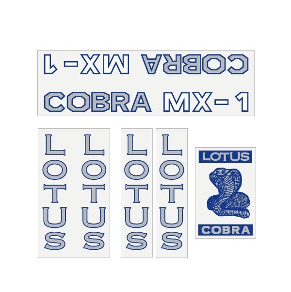 Lotus - Cobra MX1 - blue & silver on clear decal set - old school bmx - Bmx Products AU
