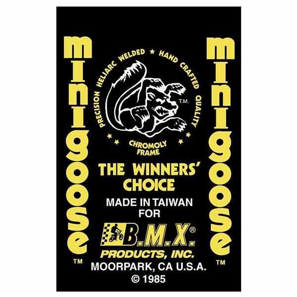 Mongoose - 1985 Minigoose "Yellow Taiwan" Decal set - Old school bmx - Bmx Products AU
