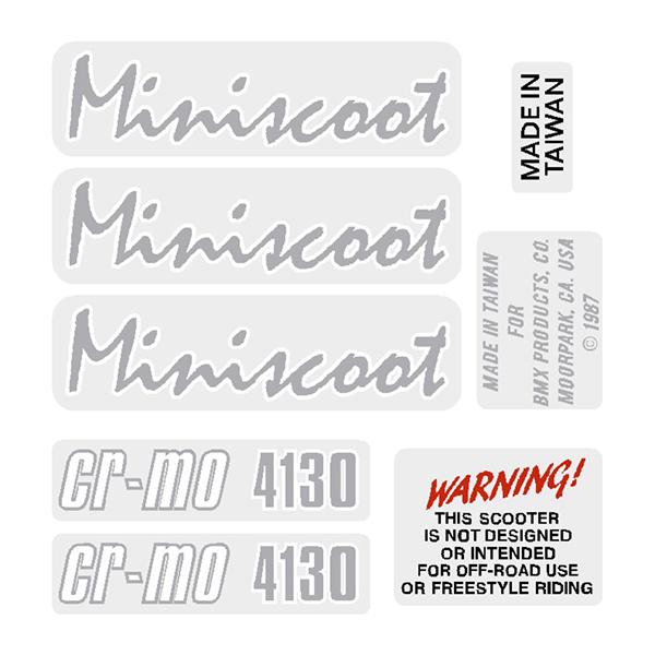 Mongoose - 1987 Miniscoot grey decal set - old school bmx - Bmx Products AU