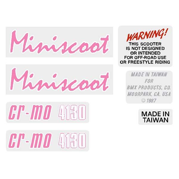 Mongoose - 1987 Miniscoot pink decal set - old school bmx - Bmx Products AU