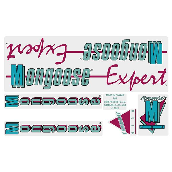 Mongoose - 1988 Expert for black frame Decal set - old school bmx - Bmx Products AU