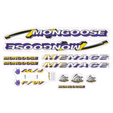 Mongoose - 1993 Menace - for black frame Decal set - old school bmx - Bmx Products AU