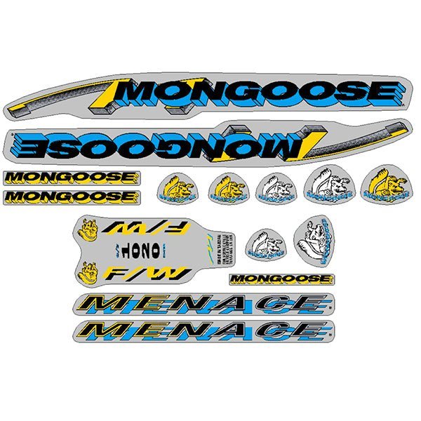 Mongoose - 1993 Menace - for chrome frame Decal set - old school bmx - Bmx Products AU
