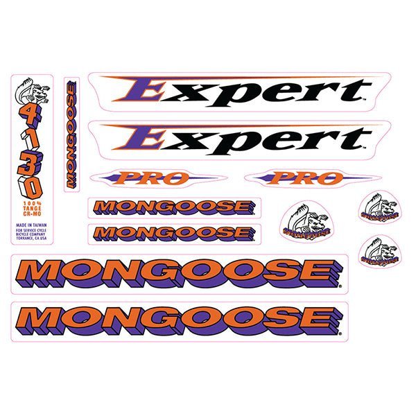 Mongoose - 1994 Expert Pro - for Chrome frame Decal set - old school bmx - Bmx Products AU