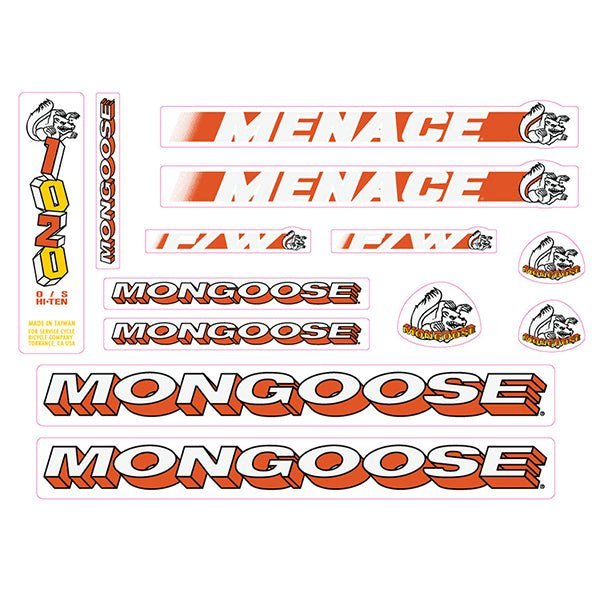 Mongoose - 1994 Menace - Yellow & Orange Decal set - old school bmx - Bmx Products AU