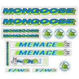 Mongoose - 1995 Menace - Blue Green - Decal set - old school bmx - Bmx Products AU