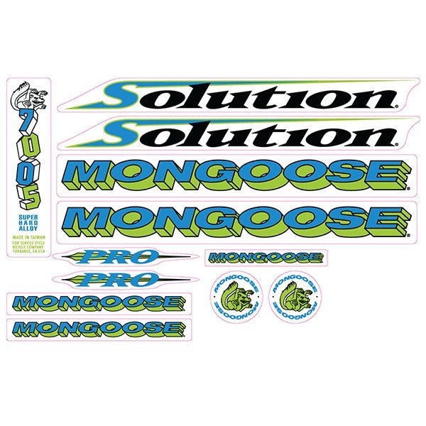 Mongoose - 1995 Solution Pro - Decal set - old school bmx - Bmx Products AU