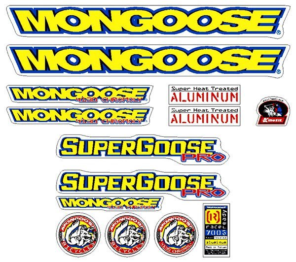 Mongoose - 1996 Supergoose Pro Decal set - old school bmx - Bmx Products AU