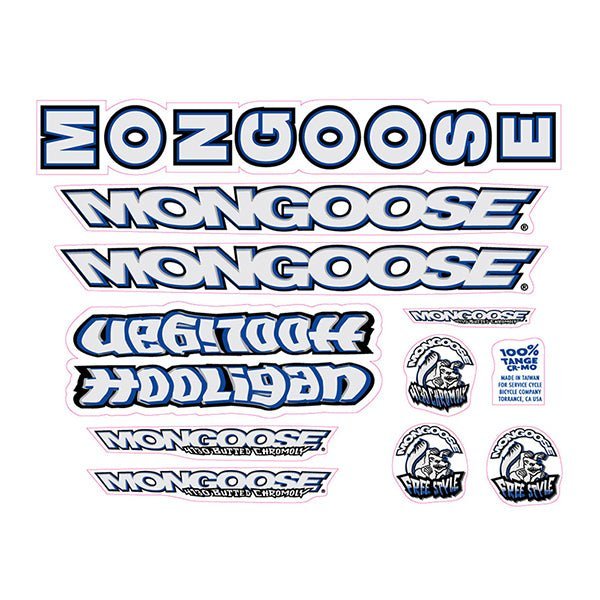 Mongoose - 1998 Hooligan for chrome frame - Decal set - old school bmx - Bmx Products AU