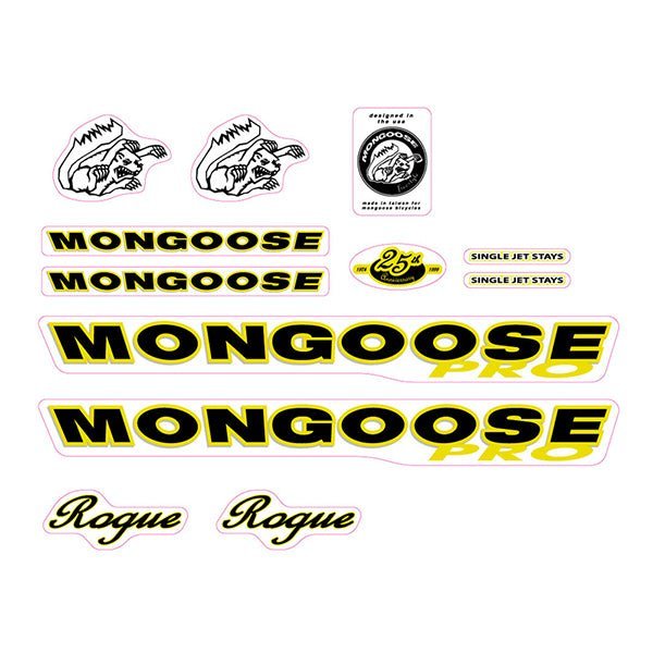 Mongoose - 1999 Rogue Pro Black Yellow - Decal set - old school bmx - Bmx Products AU