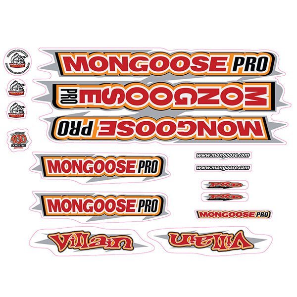 Mongoose - 2000 Villain for black frame - Decal set - old school bmx - Bmx Products AU