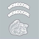 Mongoose - Mid school Stem cap and threadless cap decals WHITE decal - old school bmx - Bmx Products AU