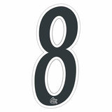 Mongoose plate number 8 decal - White Outline - Old school bmx - Bmx Products AU