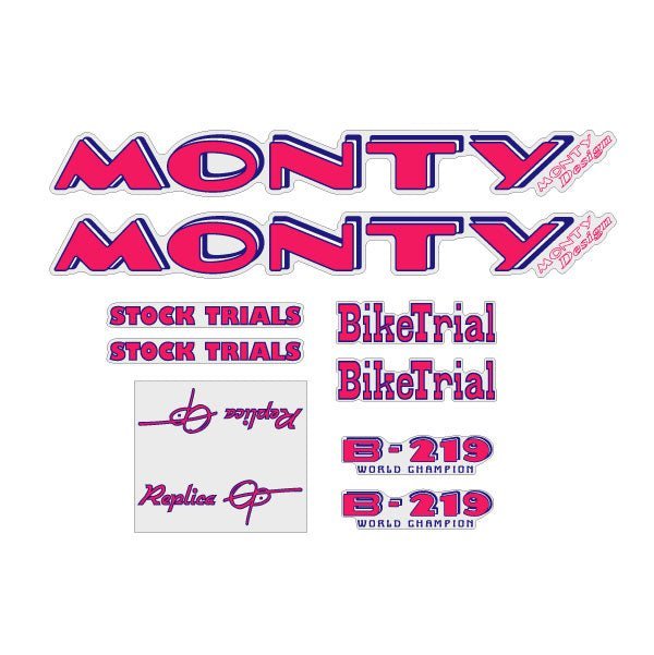 Monty - B - 219 Stock Trials decal set - old school bmx - Bmx Products AU