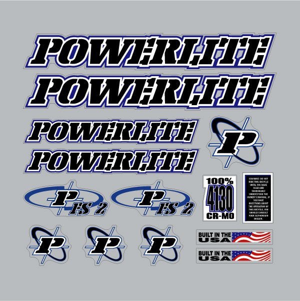 Powerlite - FS - 2 Clear decal set - old school bmx - Bmx Products AU