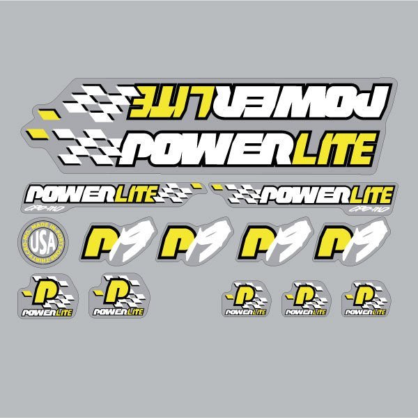Powerlite - P19 - CROMO - Clear decal set - old school bmx - Bmx Products AU