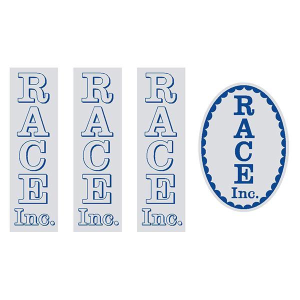 Race Inc - blue chrome early decal set - Old school bmx - Bmx Products AU