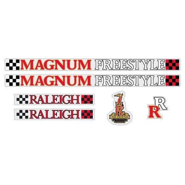 Raleigh - Magnum Freestyle RED on Clear decal set - Old school bmx - Bmx Products AU