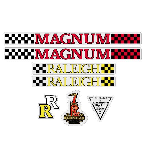 Raleigh - Magnum Red Aussie decal set - Old school bmx - Bmx Products AU