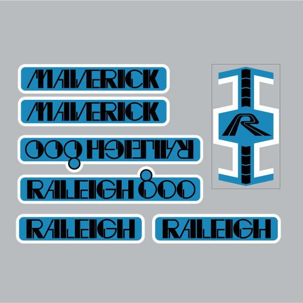 Raleigh - Maverick - BLUE bmx decal set - Old school bmx - Bmx Products AU