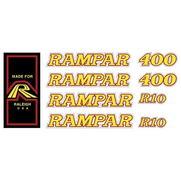 Rampar - 400 R10 yellow on white decal set - Old school bmx - Bmx Products AU