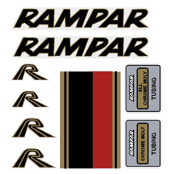 Rampar BMX - BMX Products Inc made - for Nickel painted frame GOLD decal set - Old school bmx - Bmx Products AU