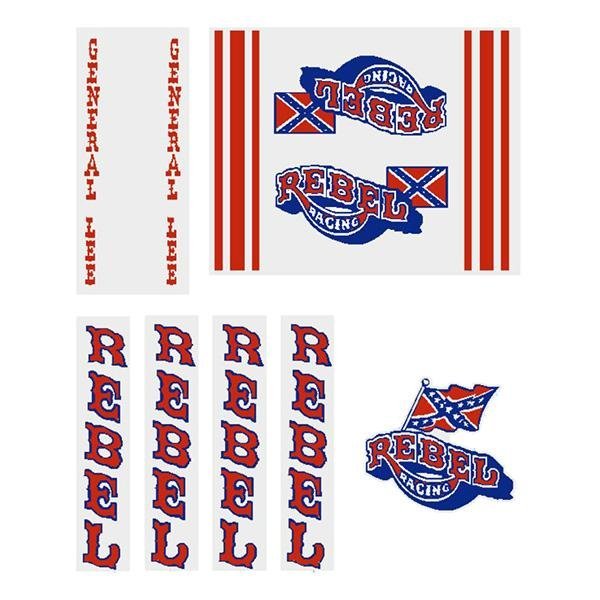 Rebel Racing - gen 1 General Lee on clear decal set - old school bmx - Bmx Products AU