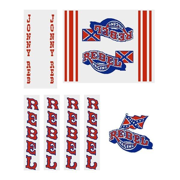 Rebel Racing - gen 1 Johnny Reb on clear decal set - old school bmx - Bmx Products AU