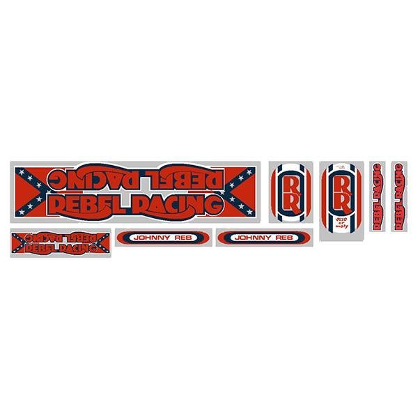 Rebel Racing - gen 2 Johnny Reb on chrome decal set - old school bmx - Bmx Products AU
