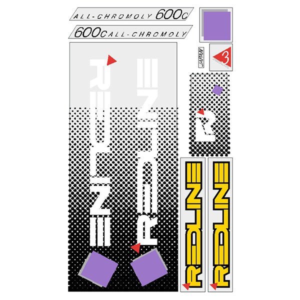 Redline - 1985 600C for Hazard yellow frame Decal set - Old school bmx - Bmx Products AU