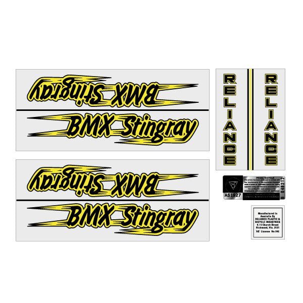 Reliance - BMX Stingray decal set - old school bmx - Bmx Products AU