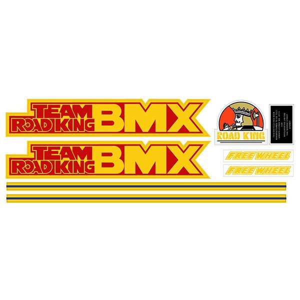 Road King - TEAM BMX yellow red decal set - Old School BMX - Bmx Products AU