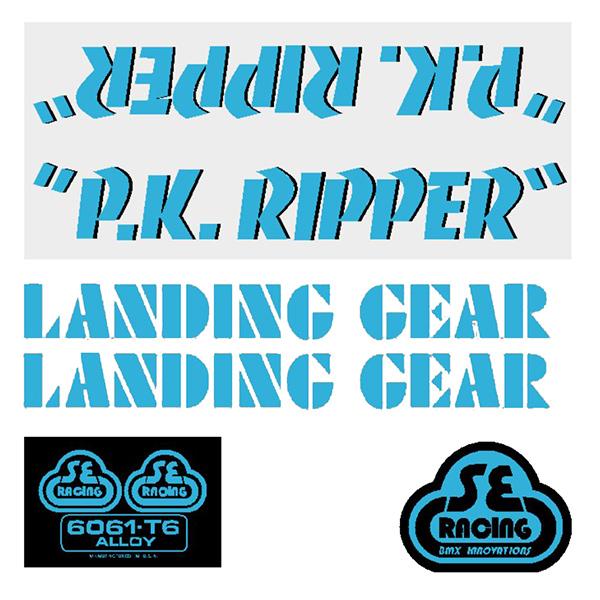 SE Racing - 80'S PK Ripper decal set in baby blue with black shadow - Old school bmx - Bmx Products AU
