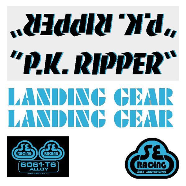 SE Racing - 80'S PK Ripper decal set in black with baby blue shadow - Old school bmx - Bmx Products AU