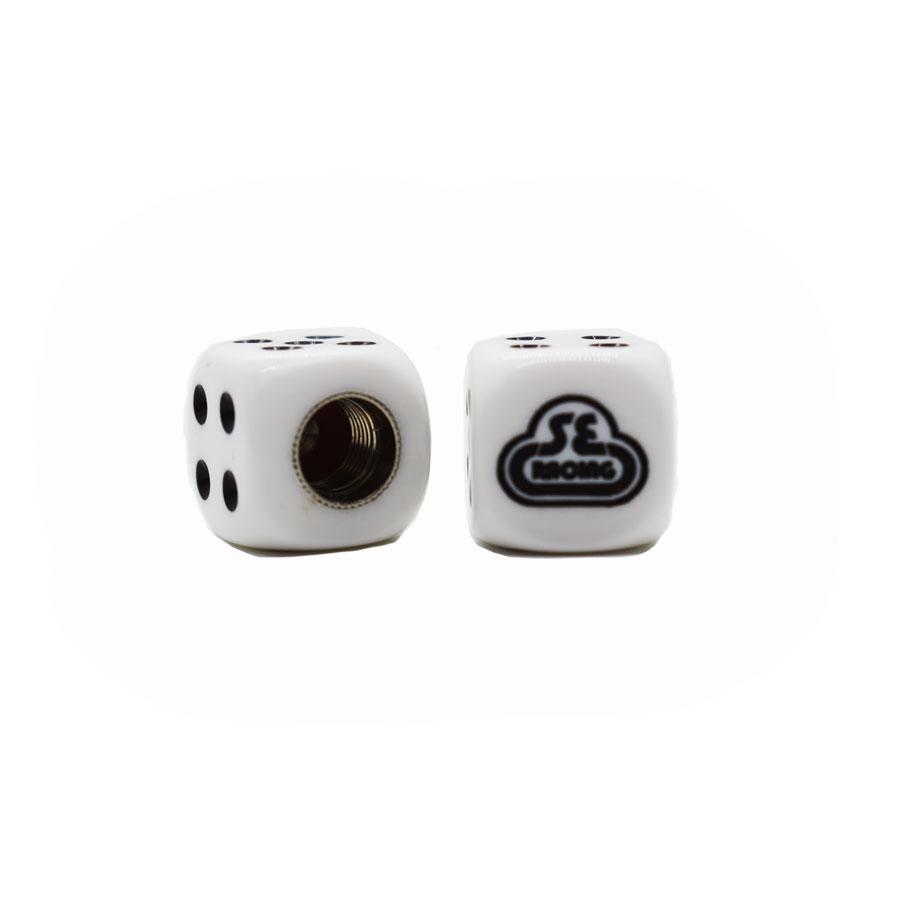SE Racing - Dice Tire Valve Caps (Pair) - White - old school bmx - Bmx Products AU