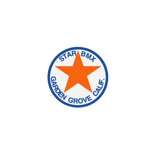 Star Products - ROUND BMX blue orange on clear decal - old school bmx - Bmx Products AU