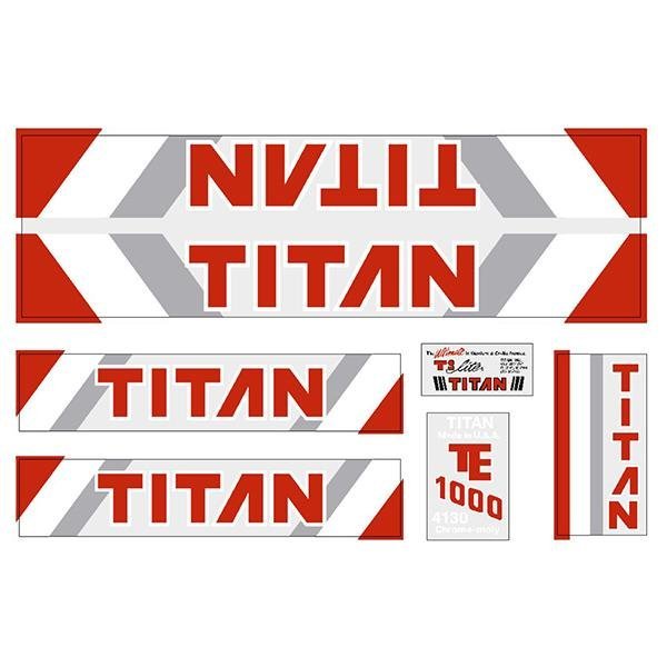 Titan - TE1000 - White decal set - Old school bmx - Bmx Products AU
